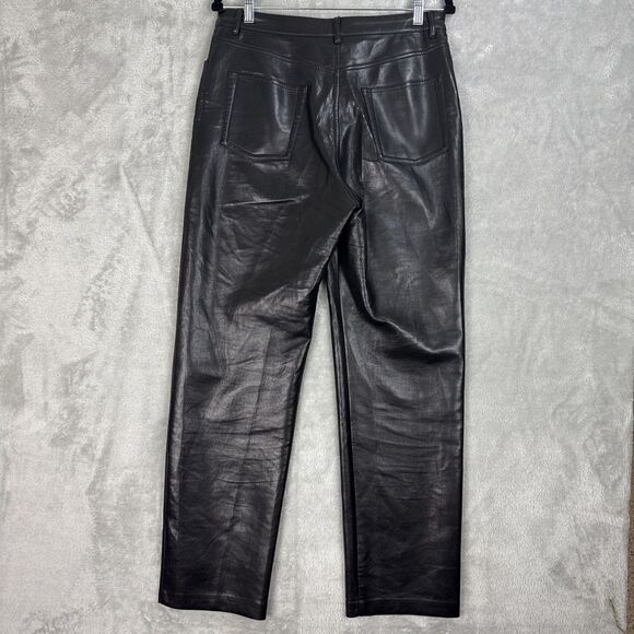 Aritzia Wilfred Women's Black Straight Pants Vegan Leather Women's The Melina 10 - Picture 3 of 13